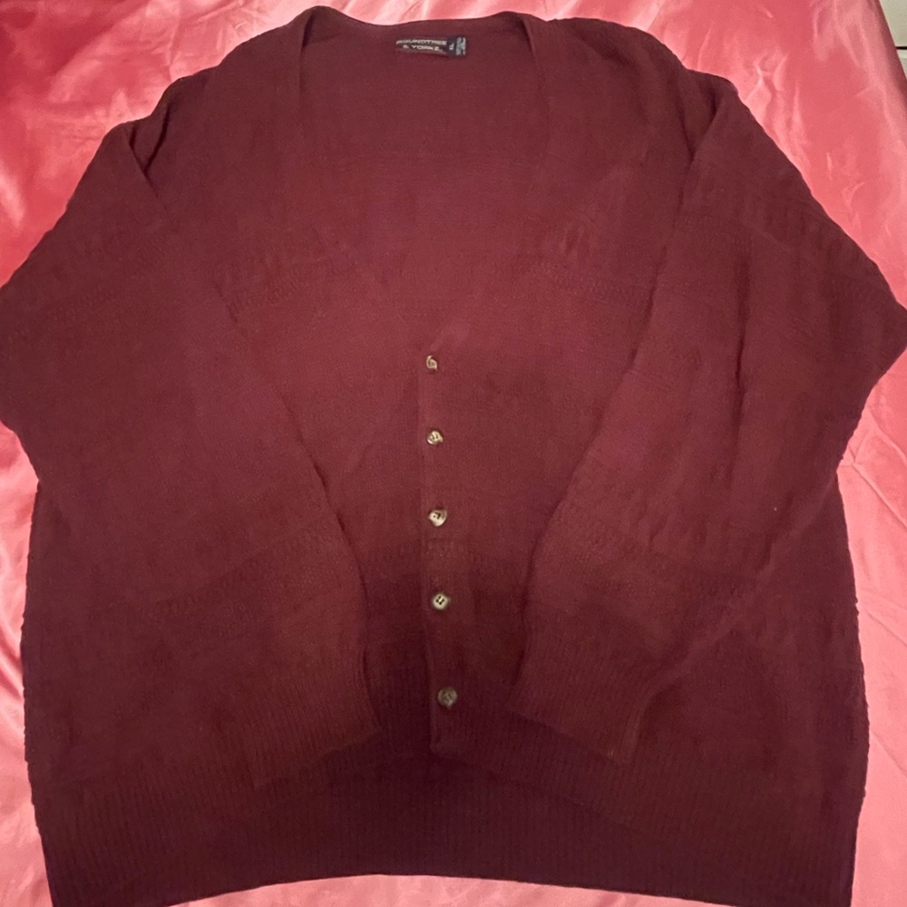 Roundtree & Yorke Burgundy Sweater Cardigan